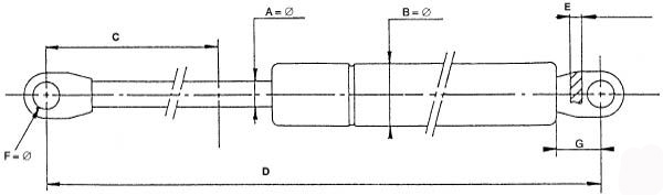 Gasdruckfedern Typ M mit Gelenkkopf und Gelenkauge
