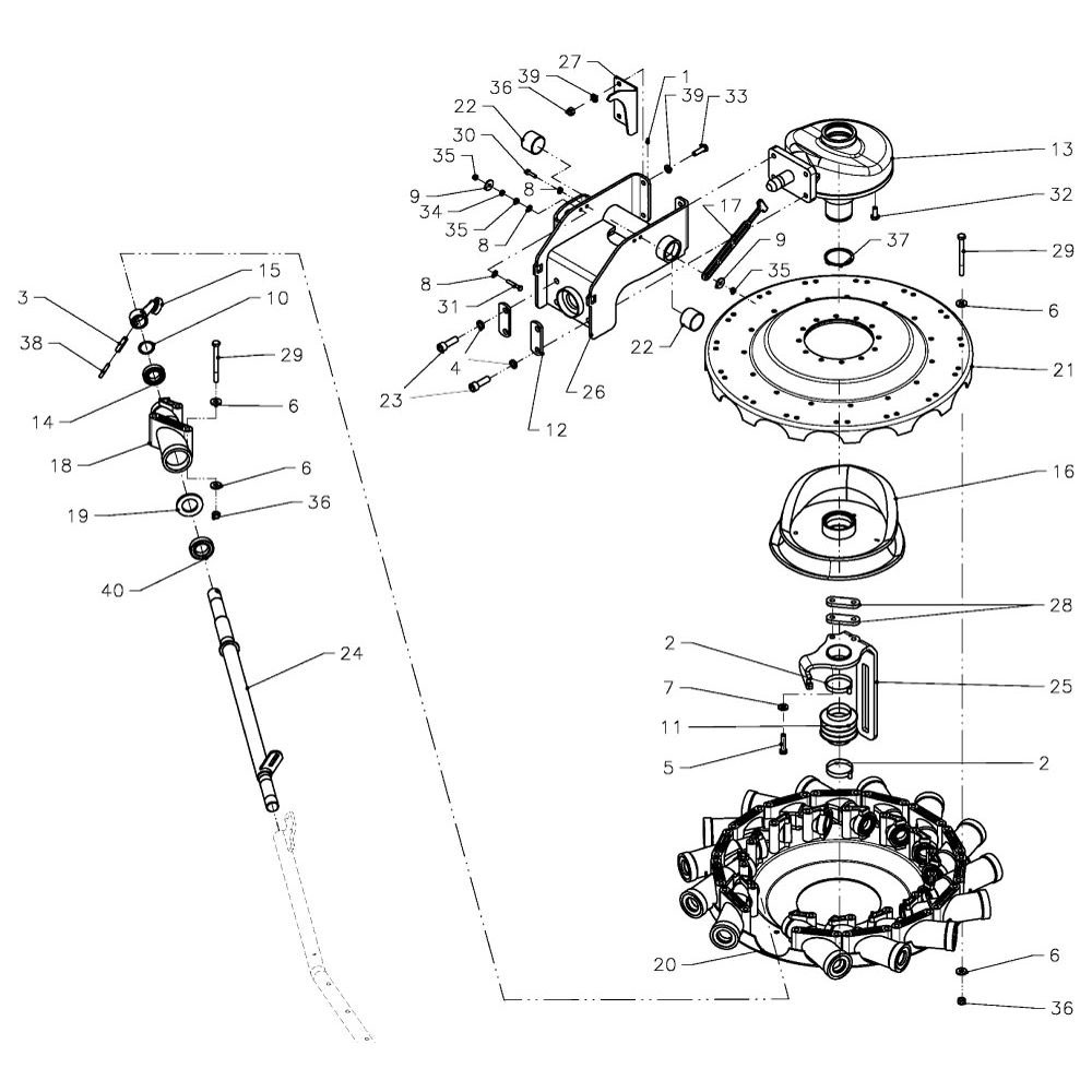 Kreiselantrieb und Kreiselarm Halter (Rechts drehend) passend für Deutz-Fahr SwatMaster 11041