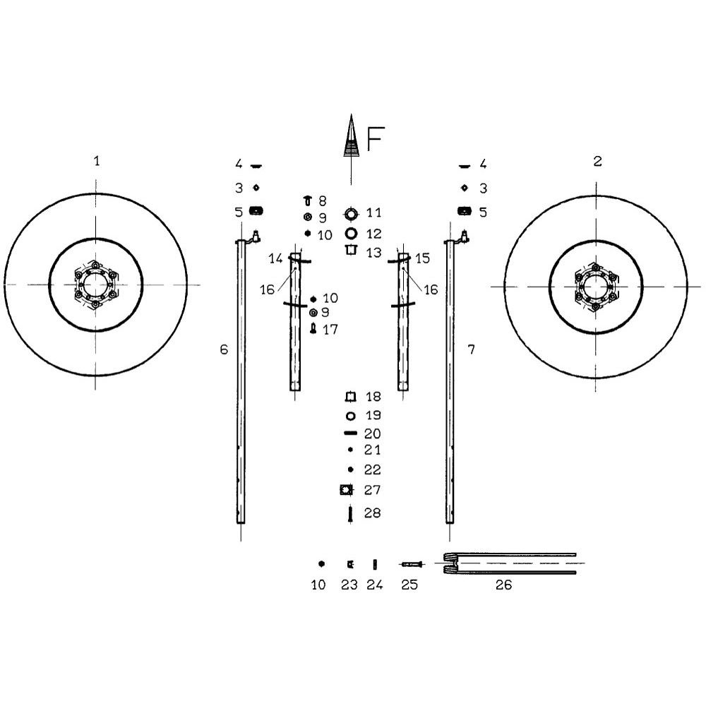Kreiselarm und Zinken passend für Fella TS 631 Hydro